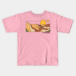 Tatooine line art Kids T-Shirt